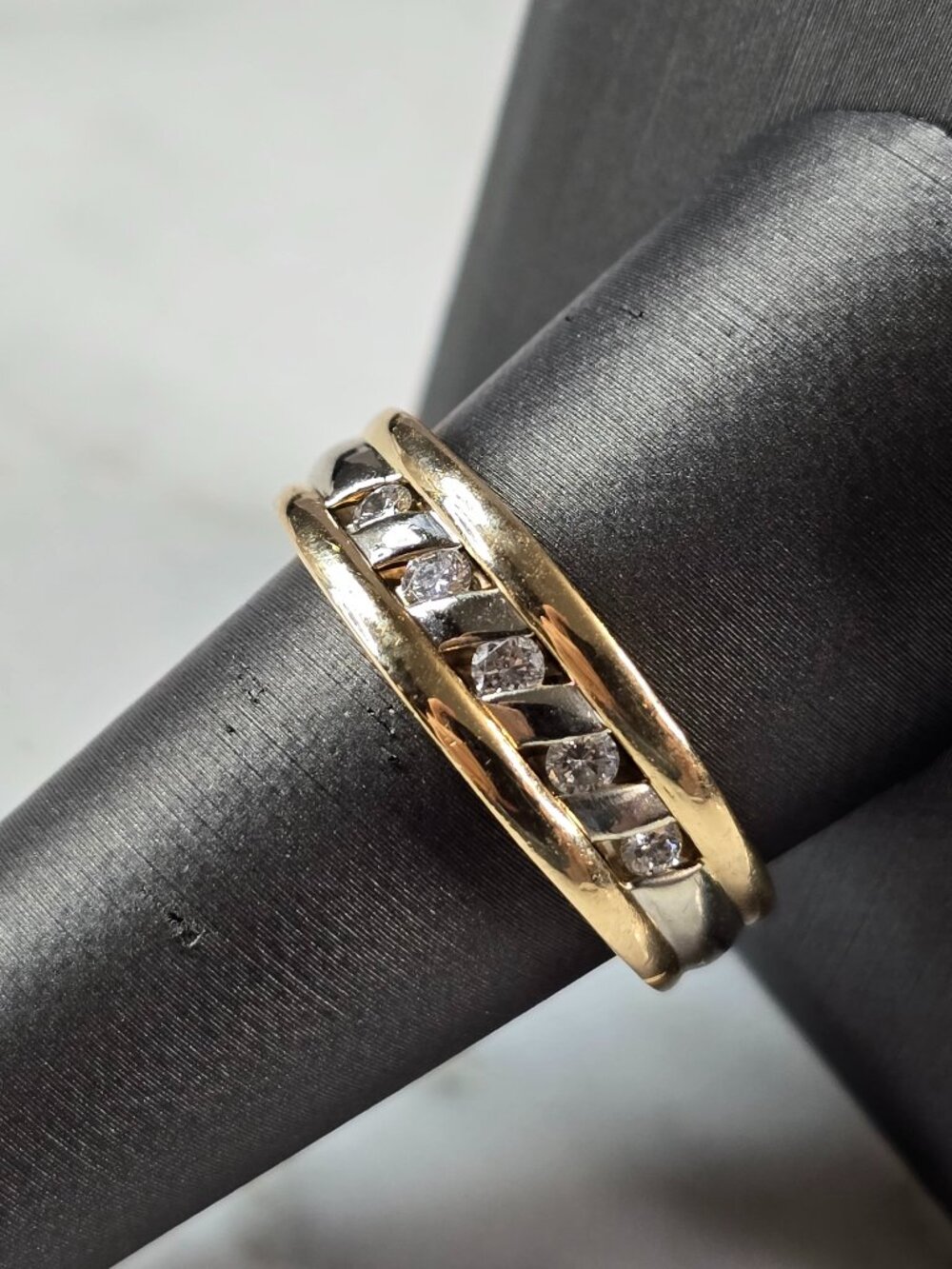 Mens Vintage Estate 14K Yellow & White Gold Diamond Ring 7.2g E7229